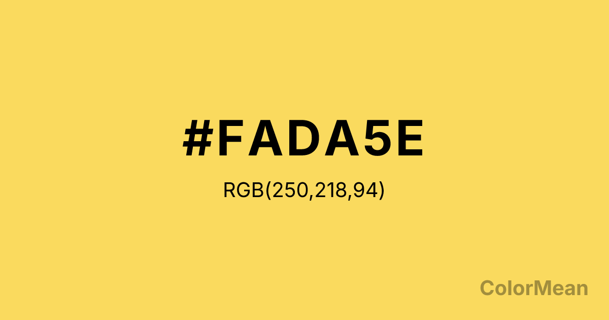 Color swatch image showing Stil De Grain Yellow (#FADA5E) with RGB(250,218,94) values
