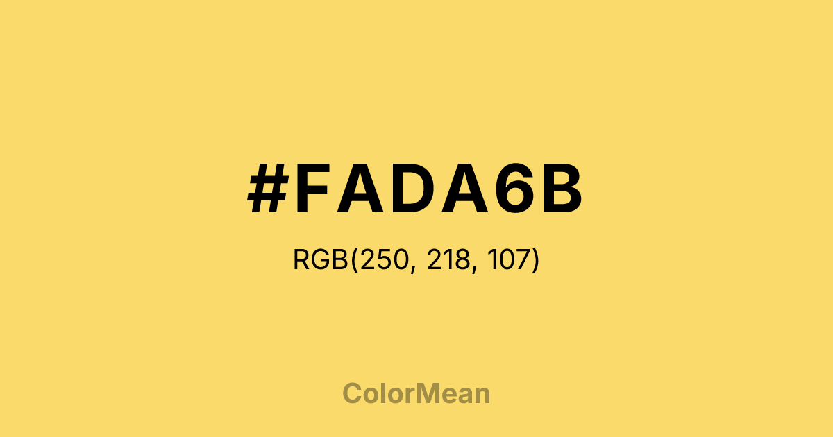Color swatch image showing #FADA6B with RGB(250,218,107) values