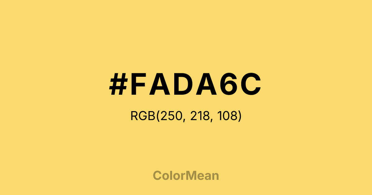 Color swatch image showing #FADA6C with RGB(250,218,108) values
