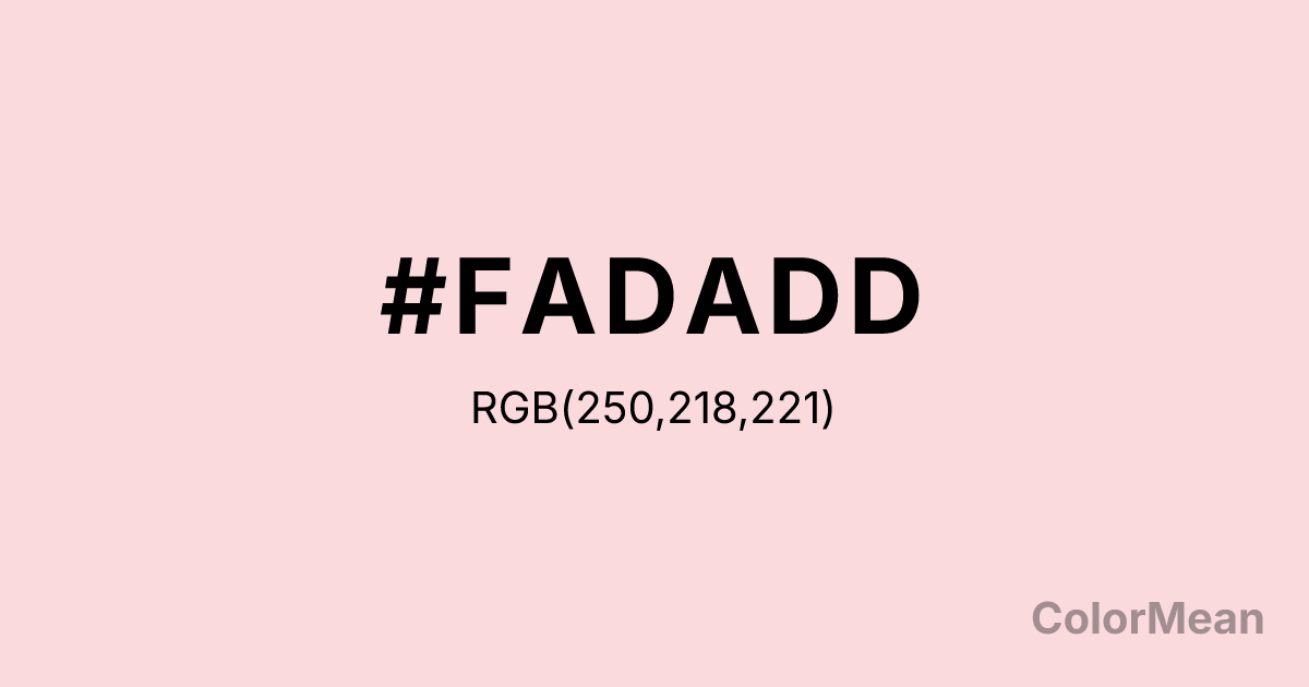 Color swatch image showing Pale Pink (#FADADD) with RGB(250,218,221) values