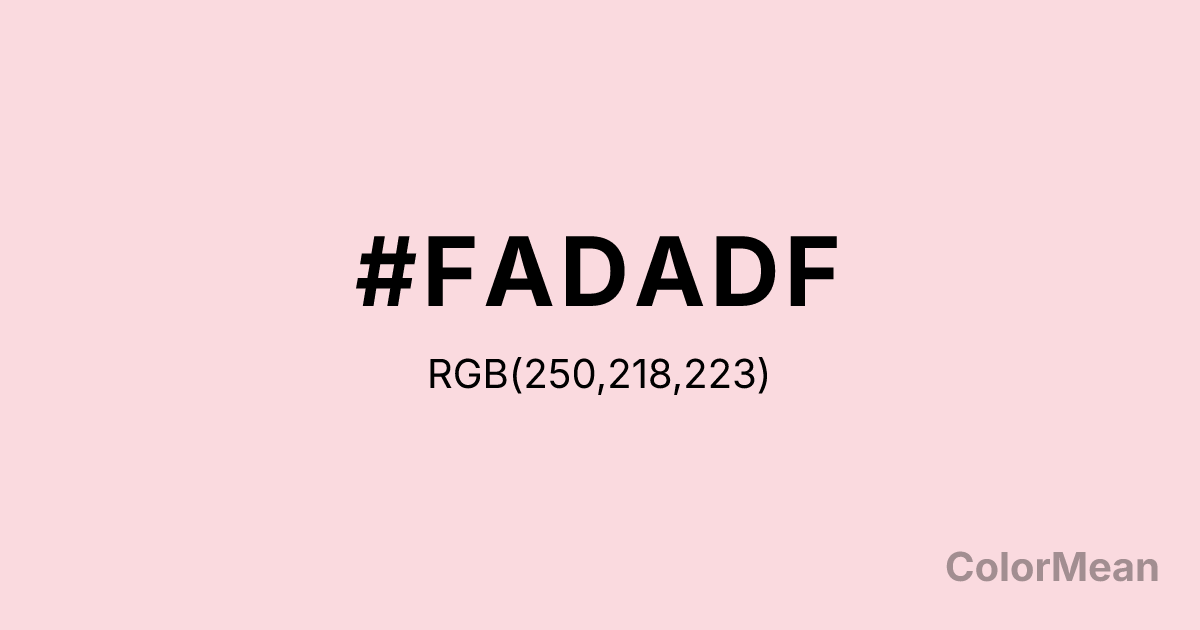 Color swatch image showing #FADADF with RGB(250,218,223) values
