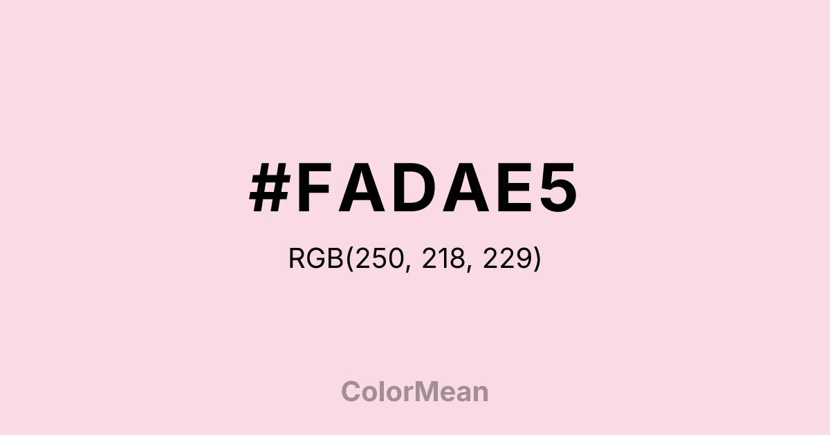 Color swatch image showing #FADAE5 with RGB(250,218,229) values