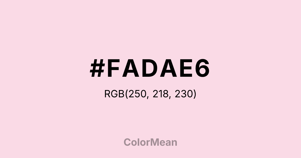 Color swatch image showing #FADAE6 with RGB(250,218,230) values