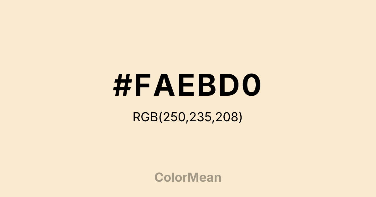 Color swatch image showing #FAEBD0 with RGB(250,235,208) values