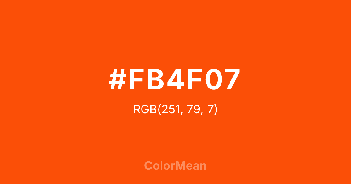 Color swatch image showing #FB4F07 with RGB(251,79,7) values
