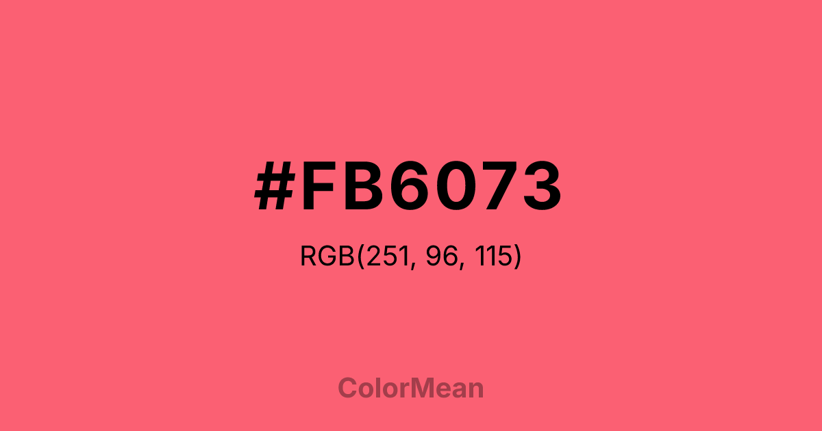 Color swatch image showing #FB6073 with RGB(251,96,115) values