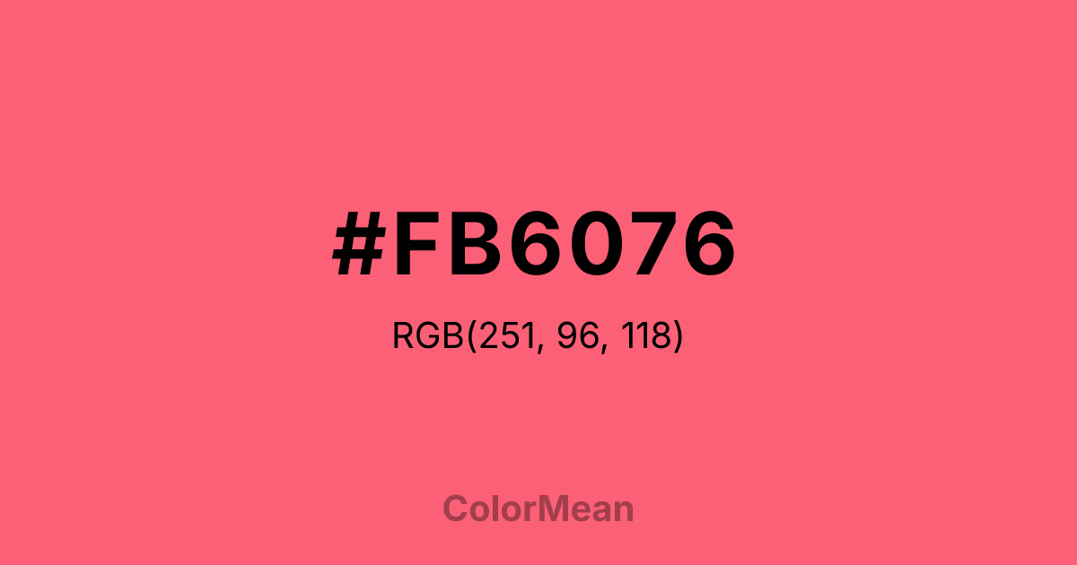 Color swatch image showing #FB6076 with RGB(251,96,118) values