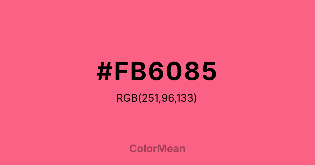 Color swatch image showing #FB6085 with RGB(251,96,133) values