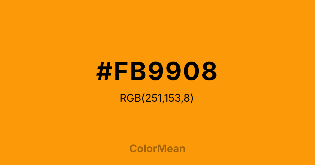 Color swatch image showing #FB9908 with RGB(251,153,8) values