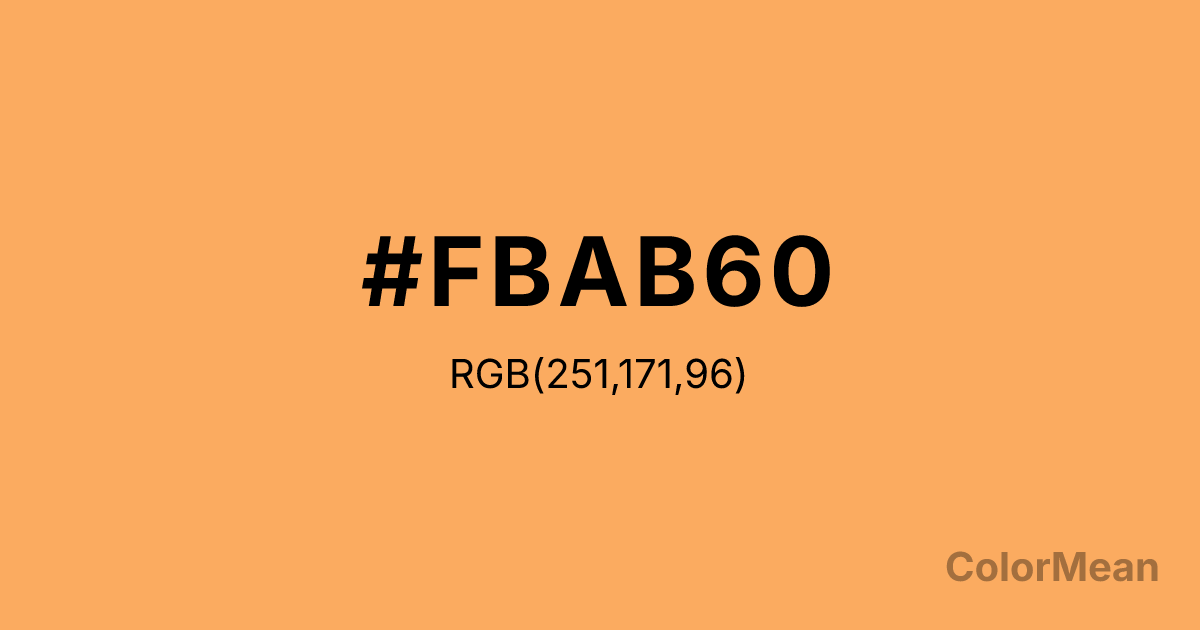Color swatch image showing Rajah (#FBAB60) with RGB(251,171,96) values