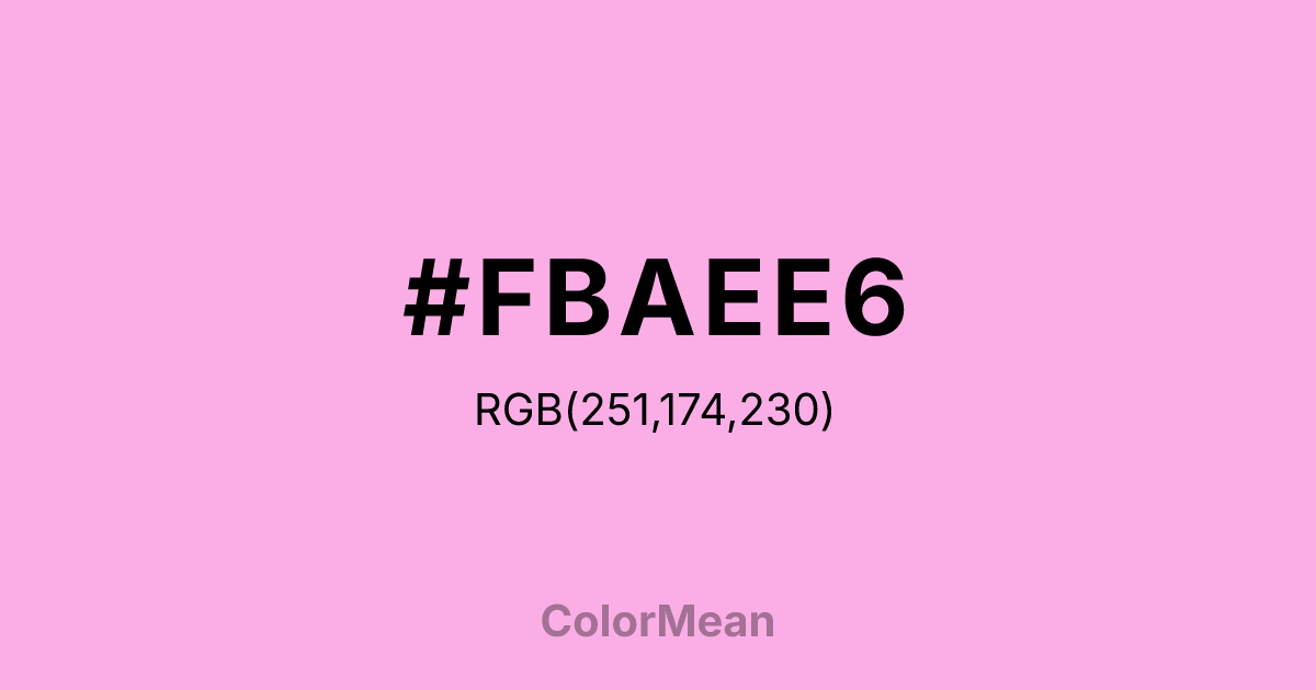 Color swatch image showing #FBAEE6 with RGB(251,174,230) values