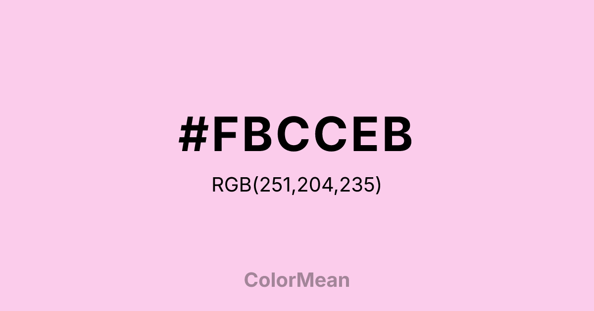 Color swatch image showing #FBCCEB with RGB(251,204,235) values