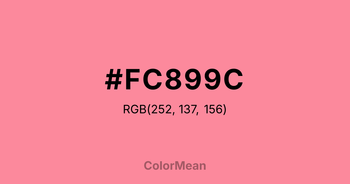 Color swatch image showing #FC899C with RGB(252,137,156) values