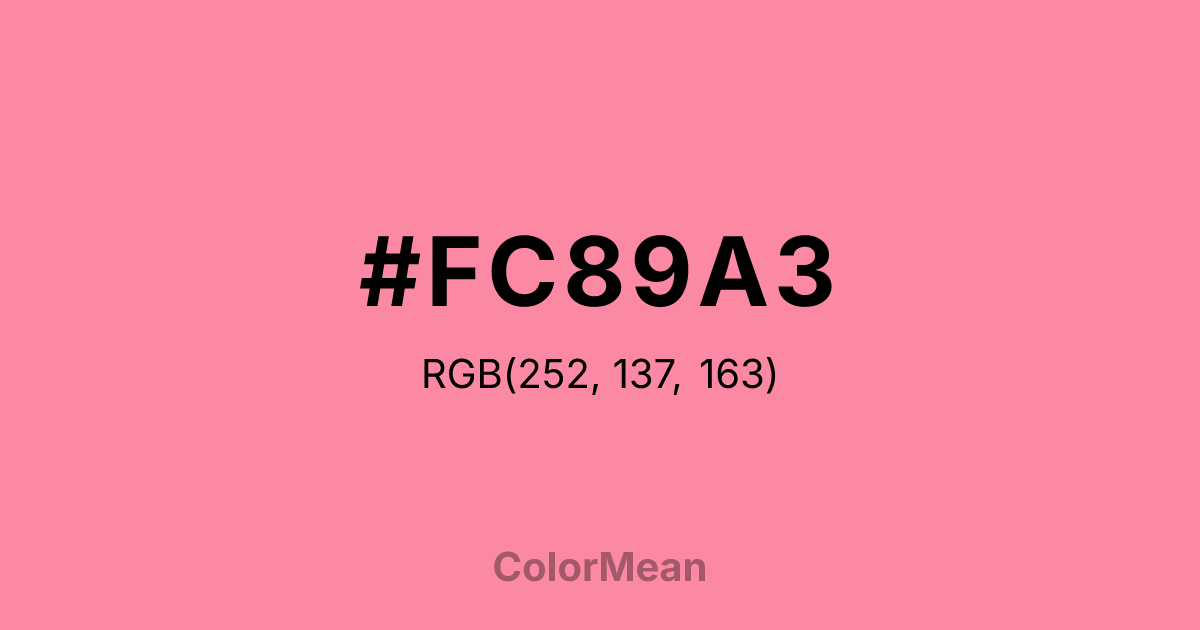 Color swatch image showing #FC89A3 with RGB(252,137,163) values
