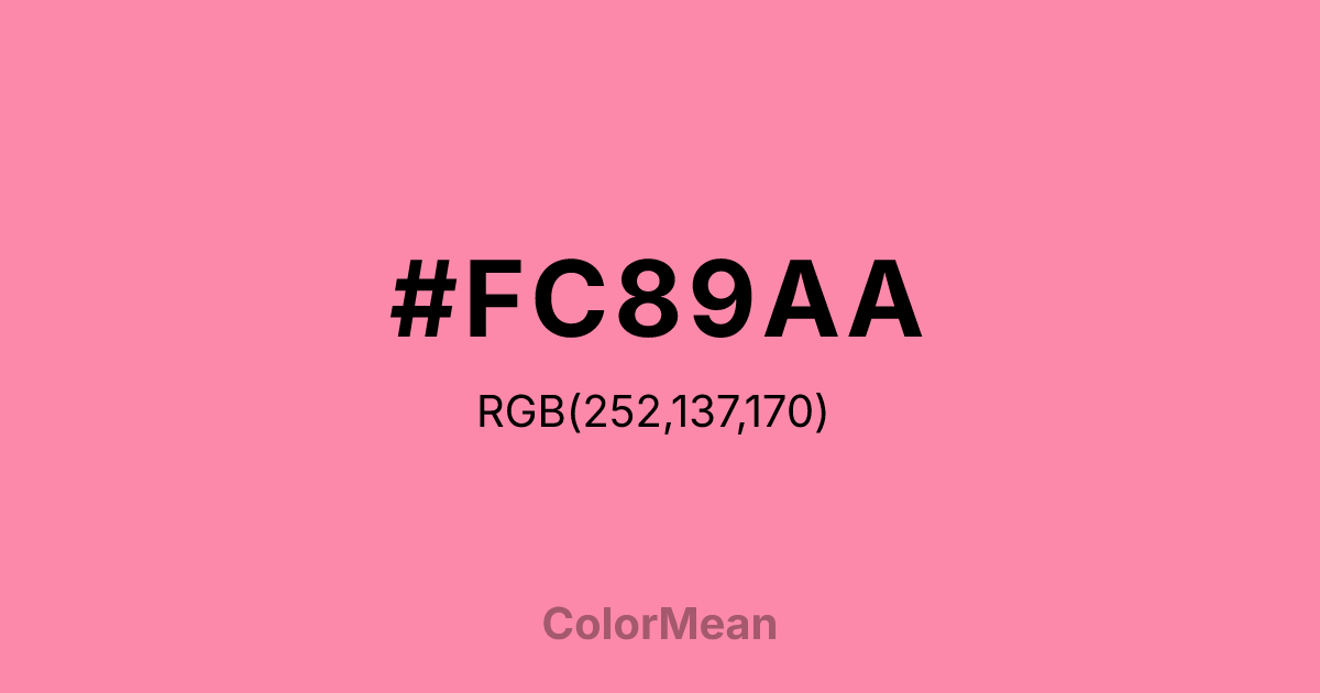 Color swatch image showing #FC89AA with RGB(252,137,170) values