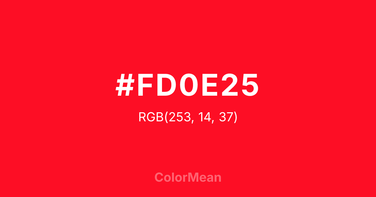 Color swatch image showing #FD0E25 with RGB(253,14,37) values