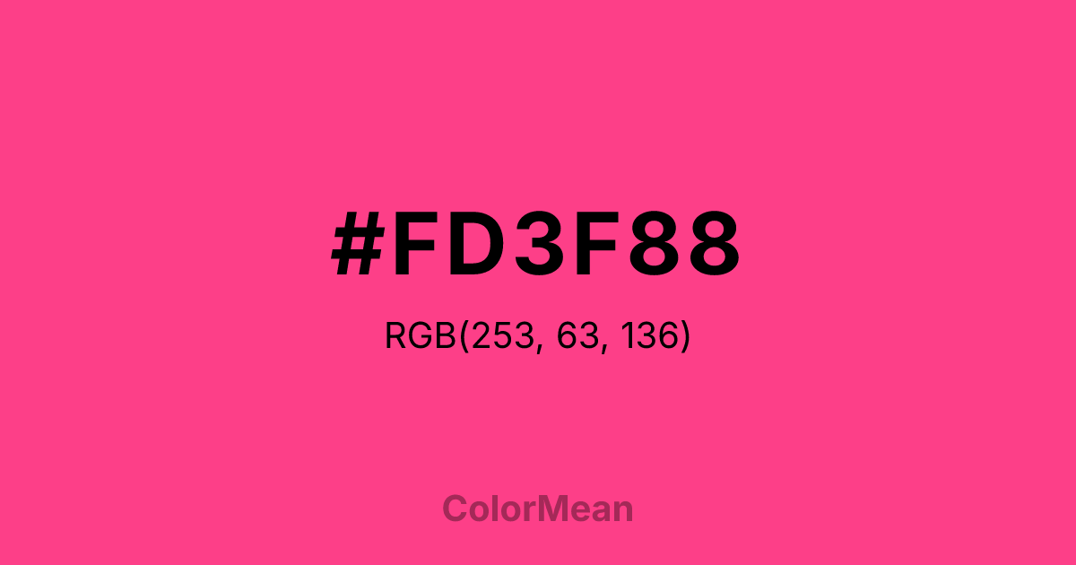 Color swatch image showing #FD3F88 with RGB(253,63,136) values
