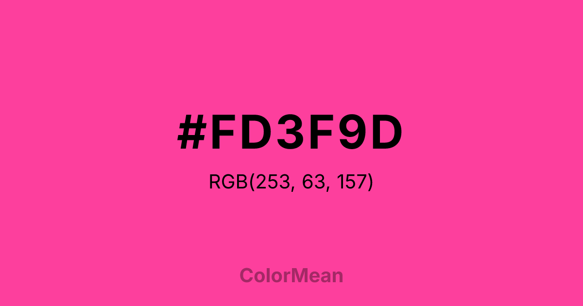 Color swatch image showing #FD3F9D with RGB(253,63,157) values