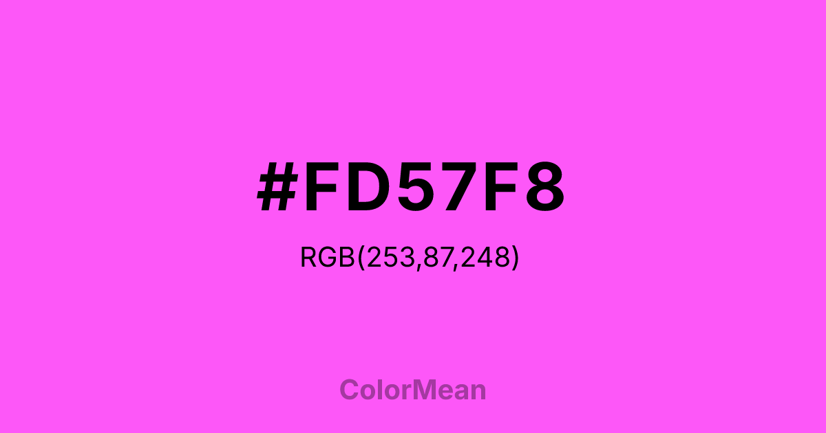 Color swatch image showing #FD57F8 with RGB(253,87,248) values