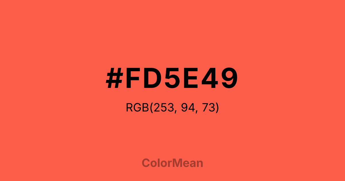 Color swatch image showing #FD5E49 with RGB(253,94,73) values