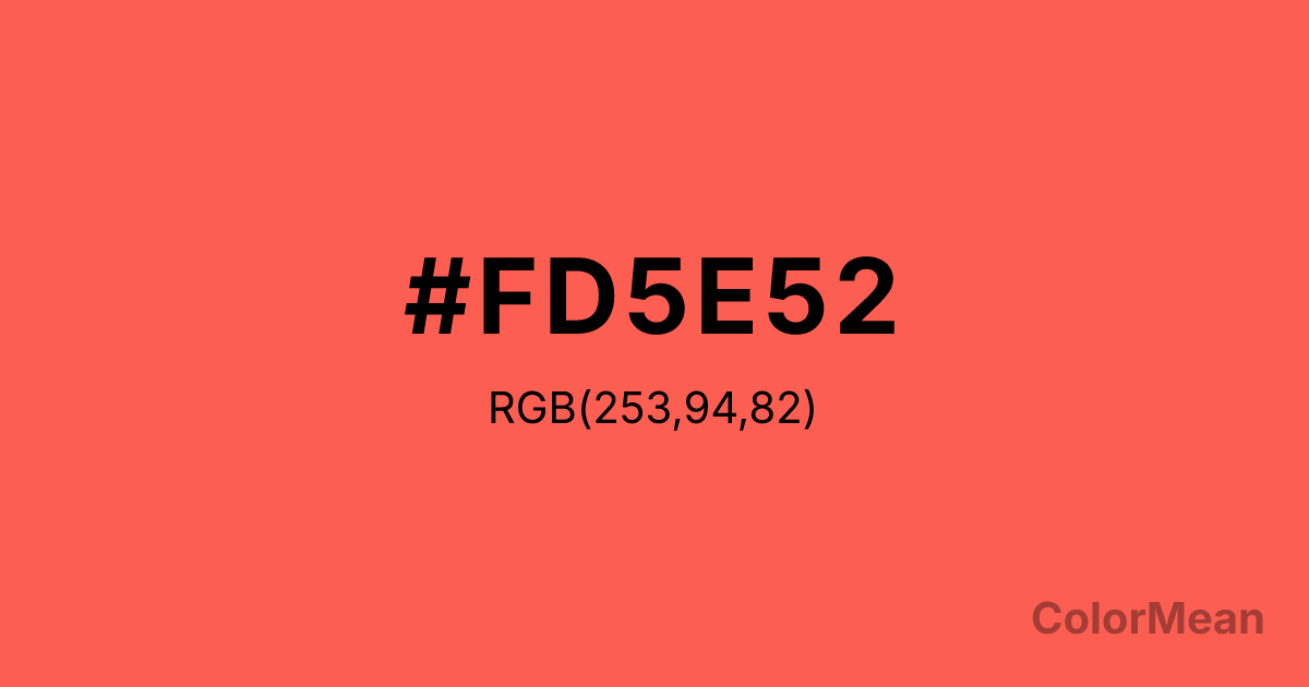 Color swatch image showing #FD5E52 with RGB(253,94,82) values