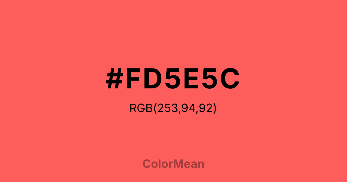 Color swatch image showing #FD5E5C with RGB(253,94,92) values