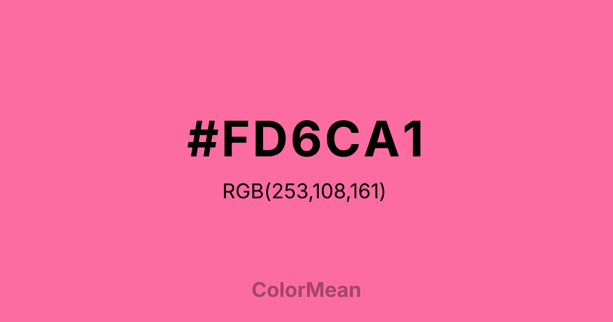 Color swatch image showing #FD6CA1 with RGB(253,108,161) values