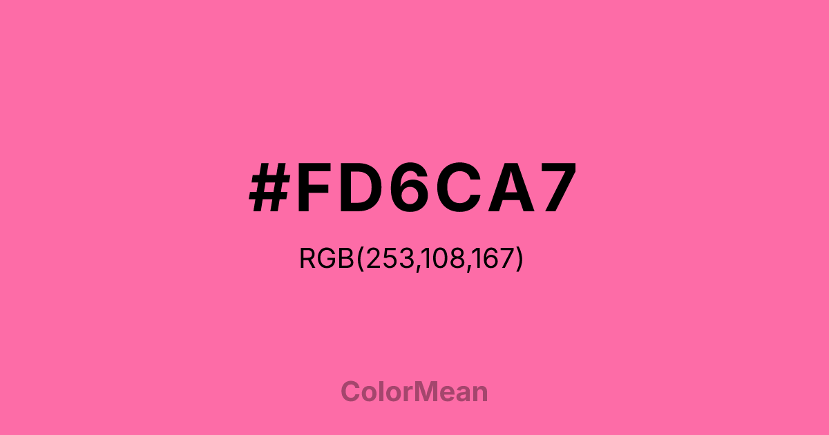 Color swatch image showing #FD6CA7 with RGB(253,108,167) values