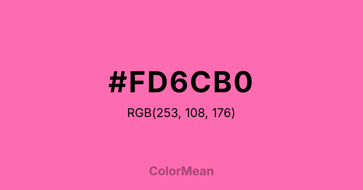 Color swatch image showing #FD6CB0 with RGB(253,108,176) values