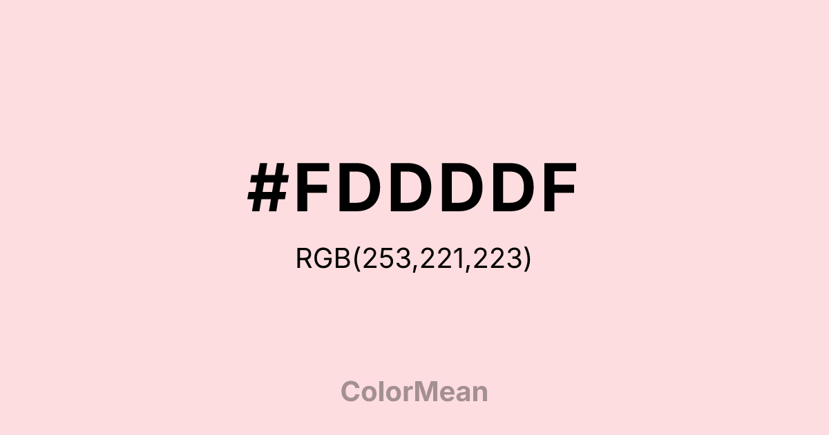 Color swatch image showing #FDDDDF with RGB(253,221,223) values
