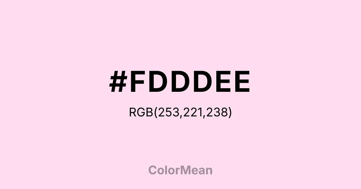 Color swatch image showing #FDDDEE with RGB(253,221,238) values