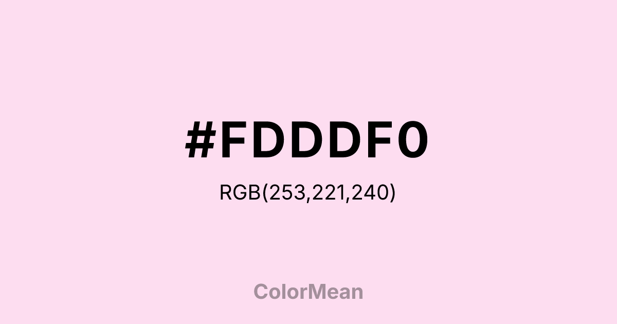 Color swatch image showing #FDDDF0 with RGB(253,221,240) values