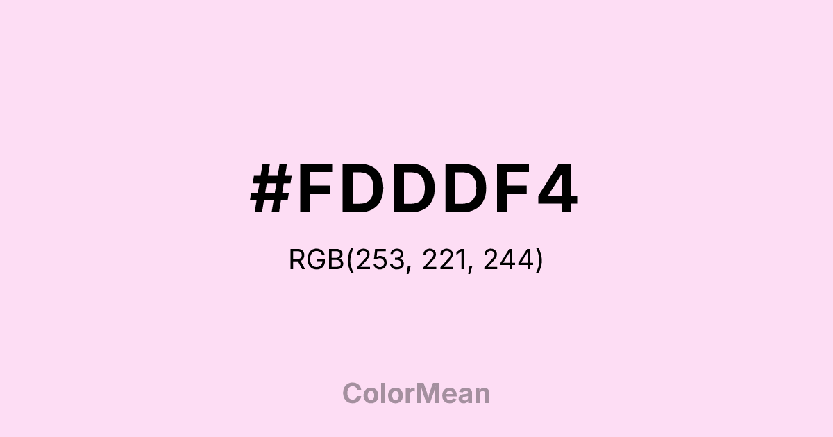 Color swatch image showing #FDDDF4 with RGB(253,221,244) values