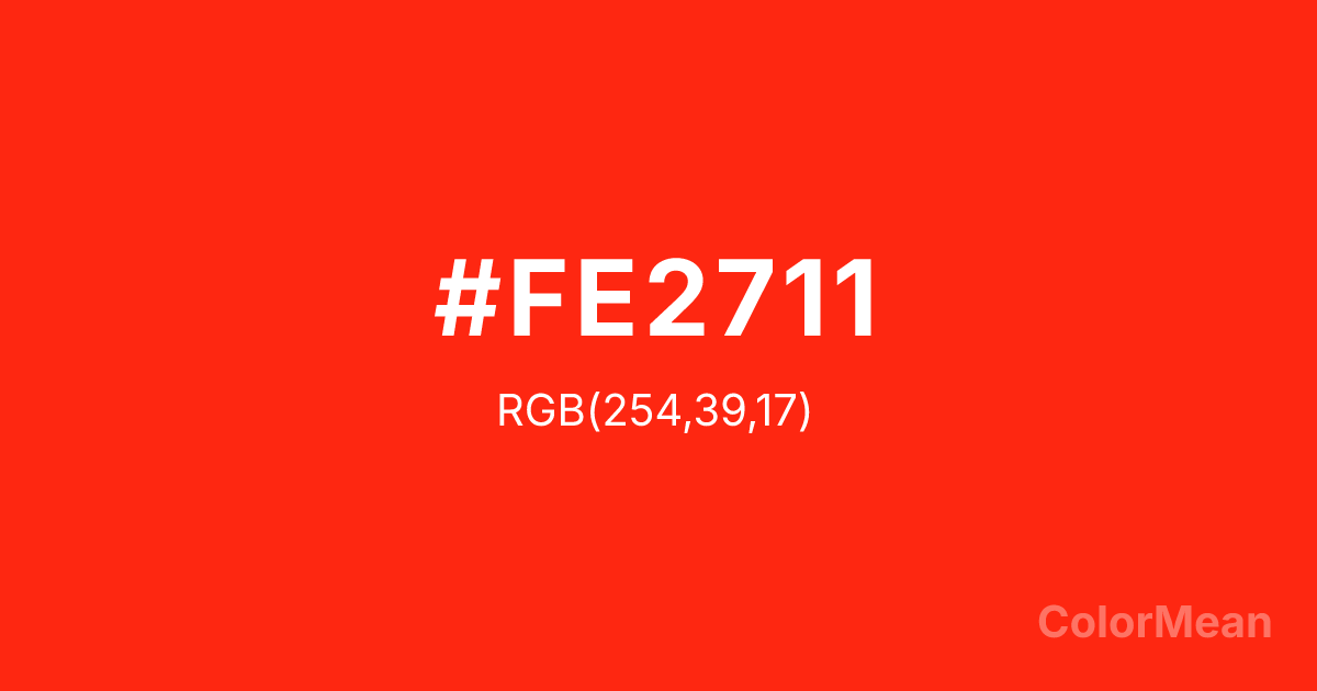 Color swatch image showing #FE2711 with RGB(254,39,17) values
