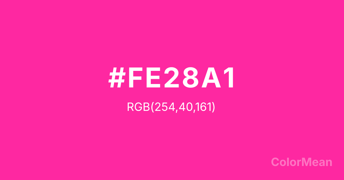 Color swatch image showing #FE28A1 with RGB(254,40,161) values