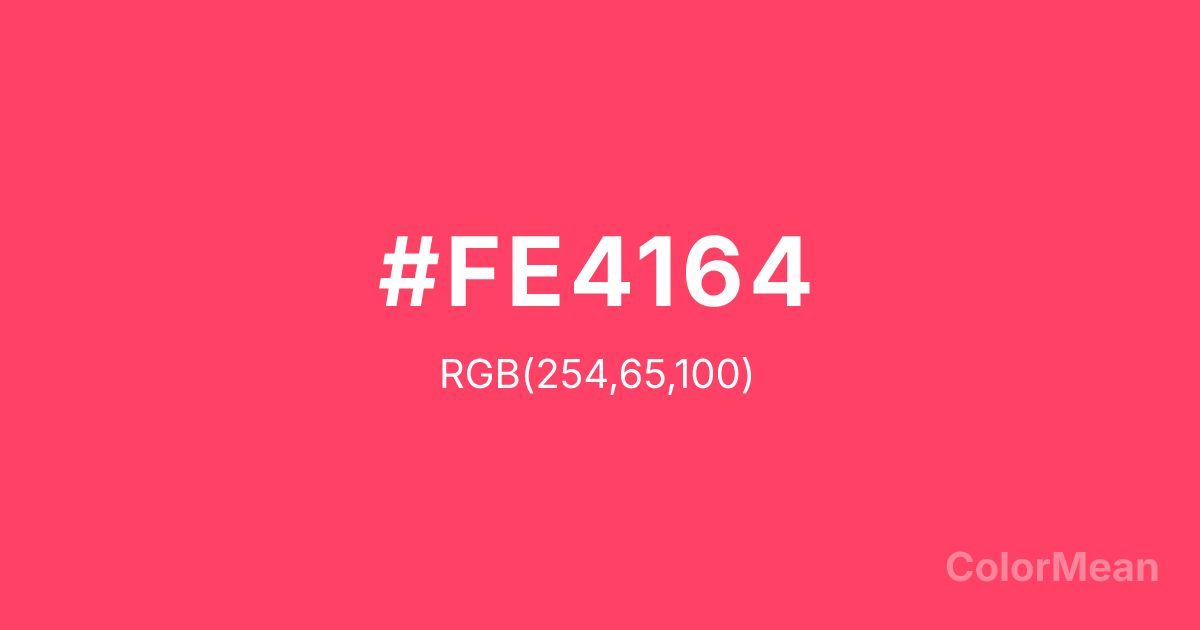 Color swatch image showing Neon Fuchsia (#FE4164) with RGB(254,65,100) values