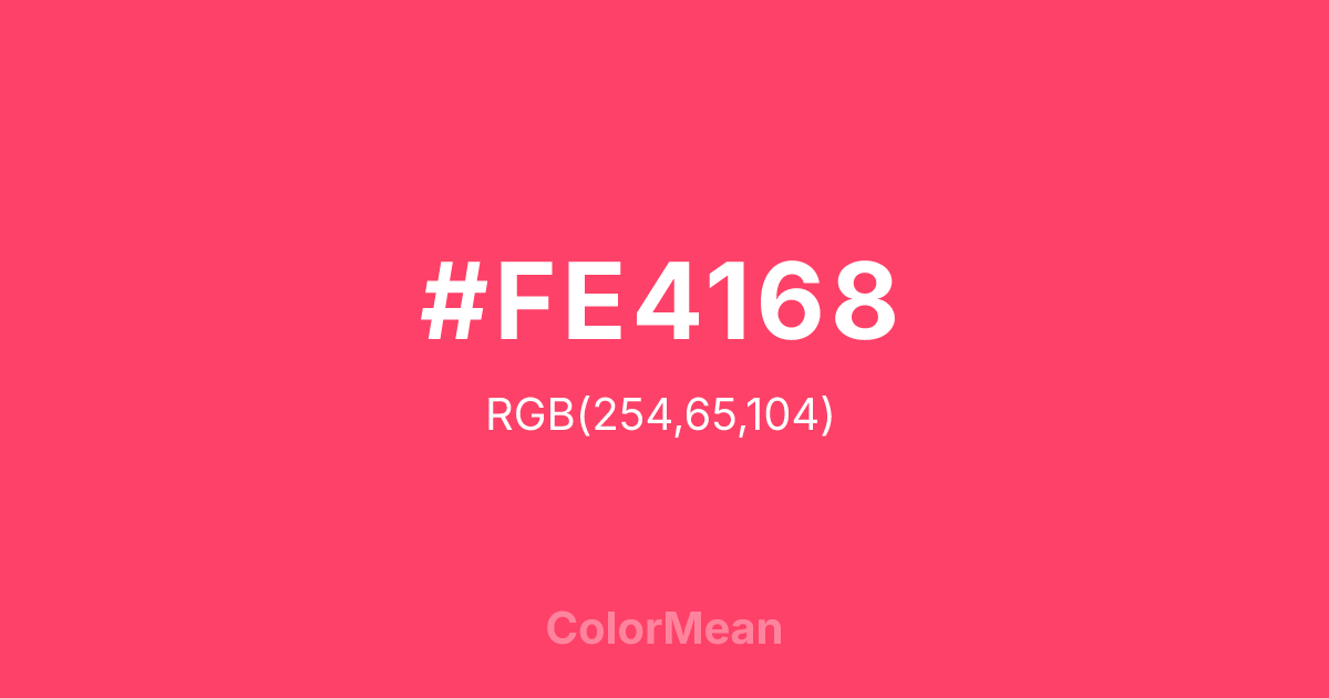 Color swatch image showing #FE4168 with RGB(254,65,104) values