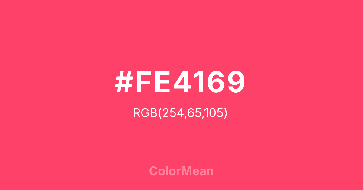 Color swatch image showing #FE4169 with RGB(254,65,105) values