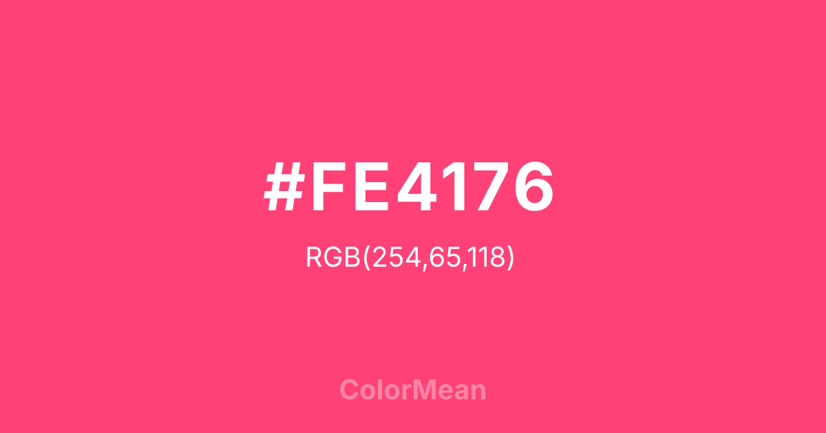 Color swatch image showing #FE4176 with RGB(254,65,118) values