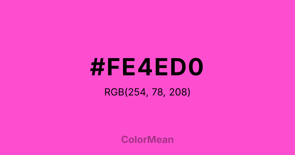 Color swatch image showing #FE4ED0 with RGB(254,78,208) values