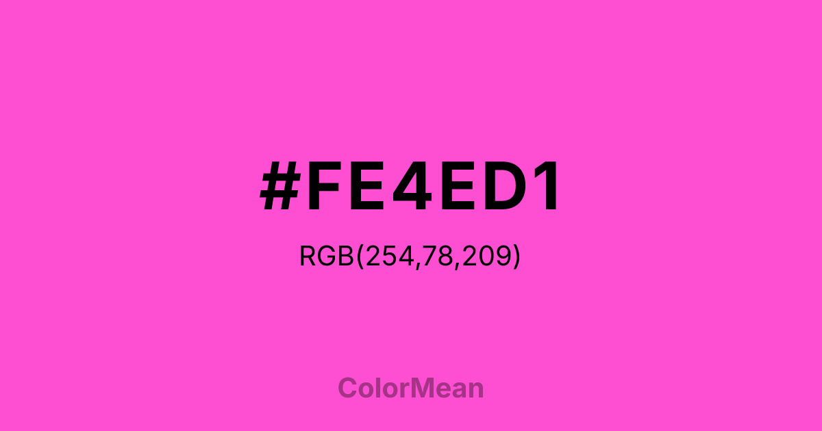Color swatch image showing #FE4ED1 with RGB(254,78,209) values