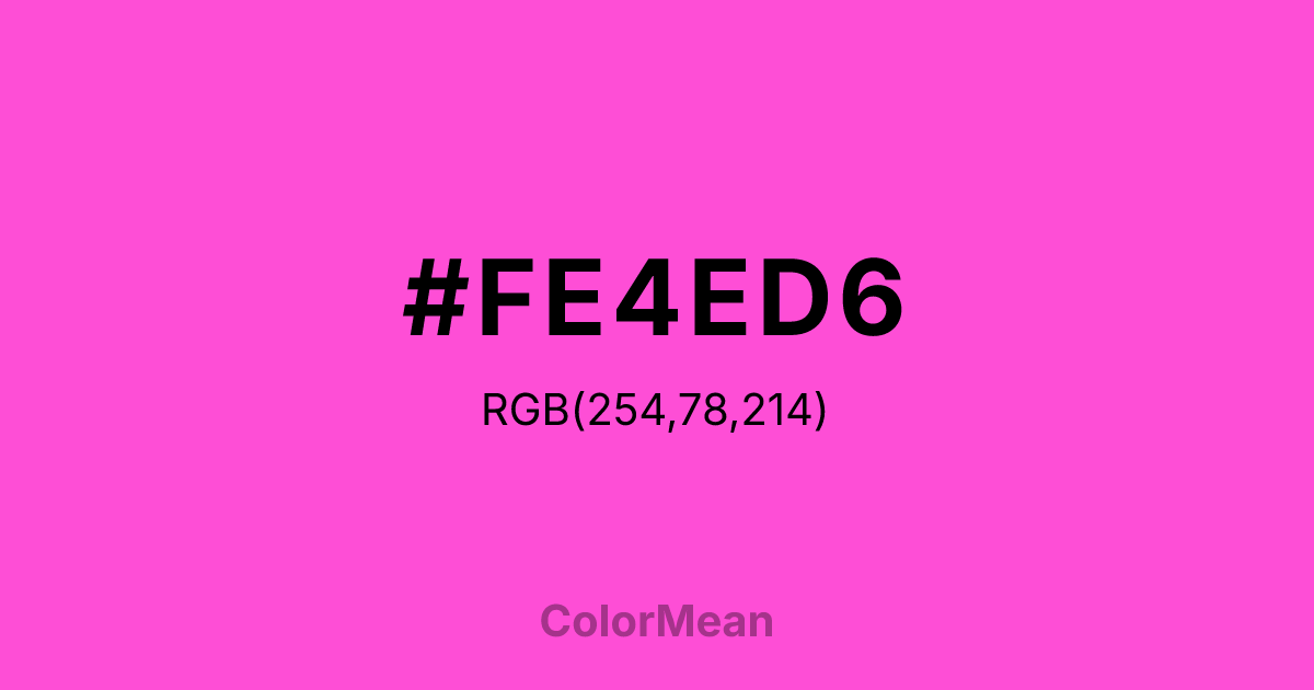 Color swatch image showing #FE4ED6 with RGB(254,78,214) values