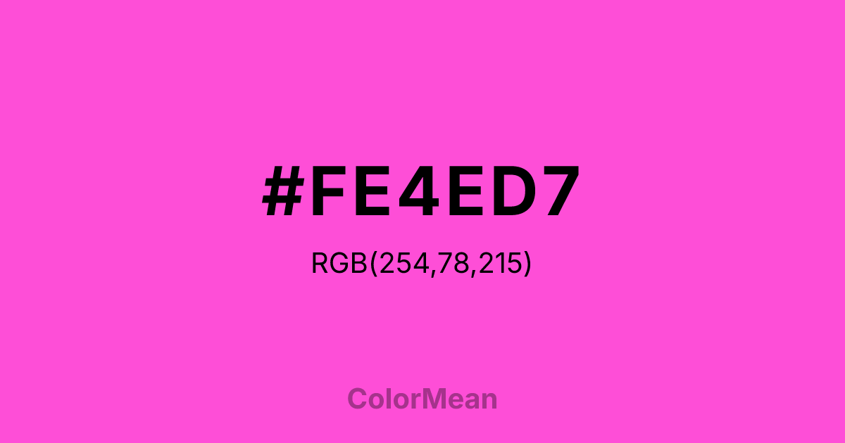 Color swatch image showing #FE4ED7 with RGB(254,78,215) values