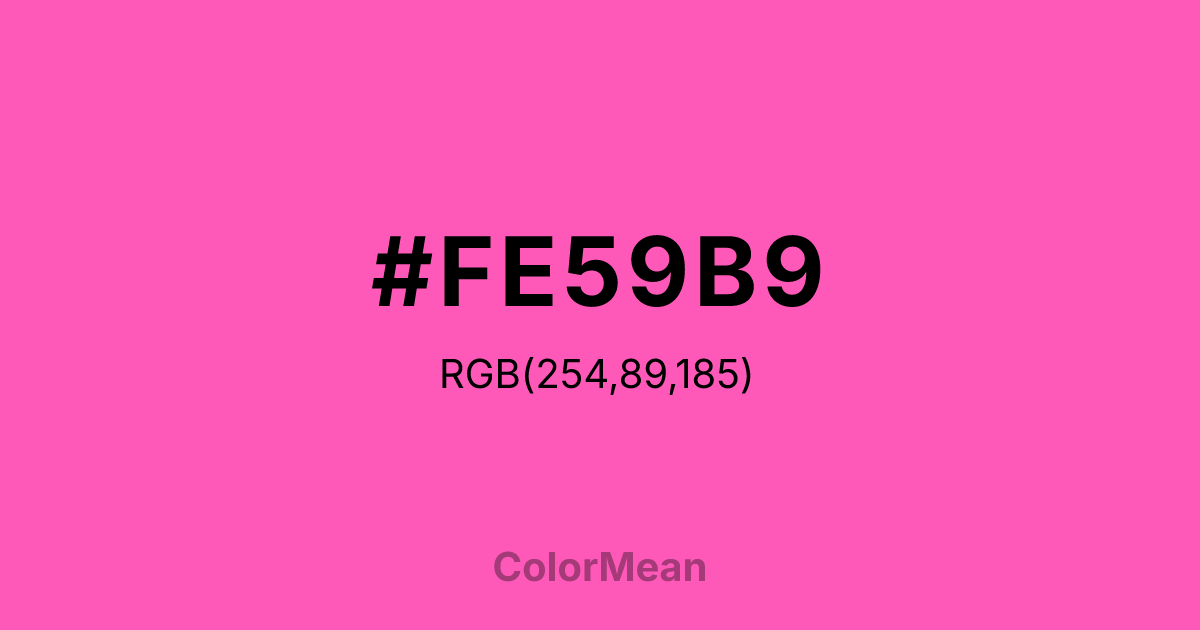 Color swatch image showing #FE59B9 with RGB(254,89,185) values