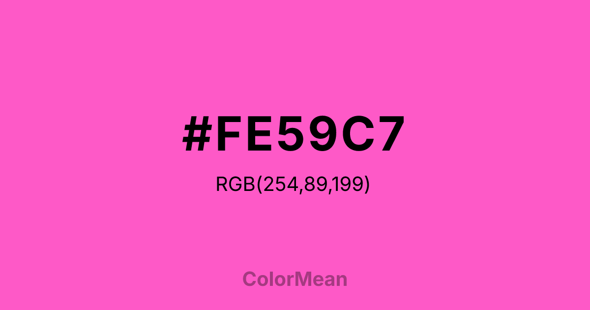 Color swatch image showing #FE59C7 with RGB(254,89,199) values