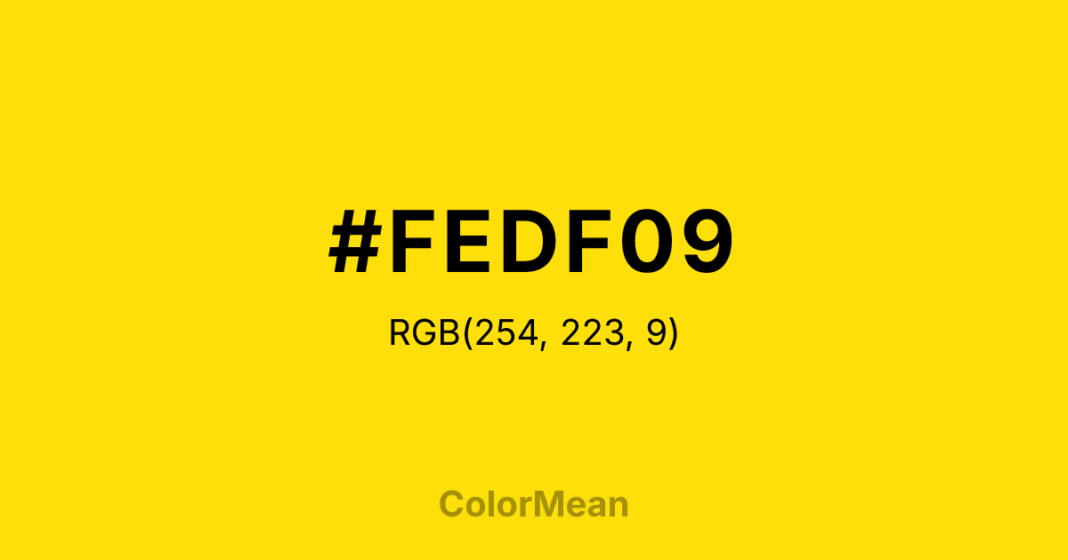 Color swatch image showing #FEDF09 with RGB(254,223,9) values