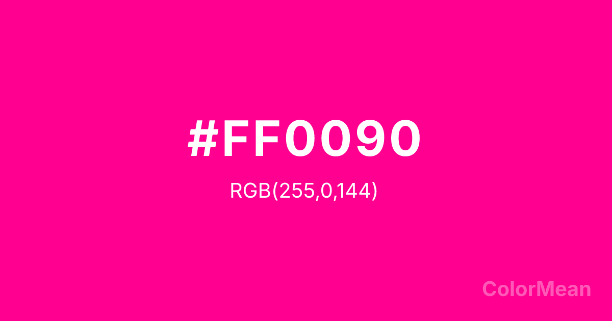 Color swatch image showing Magenta (Process) (#FF0090) with RGB(255,0,144) values