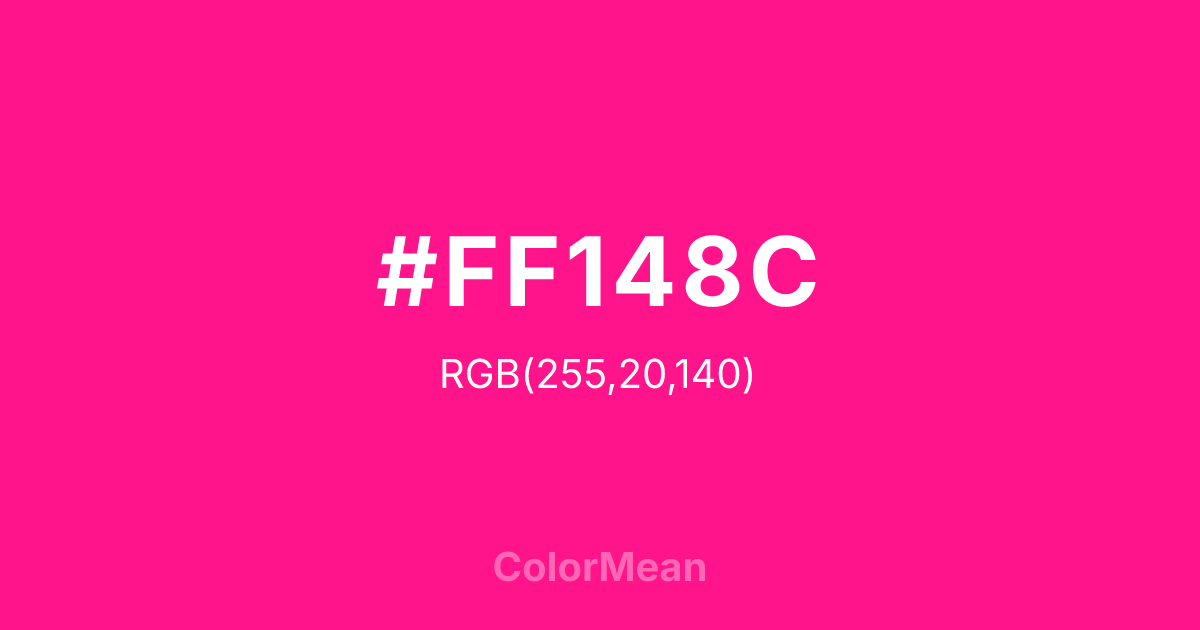Color swatch image showing #FF148C with RGB(255,20,140) values