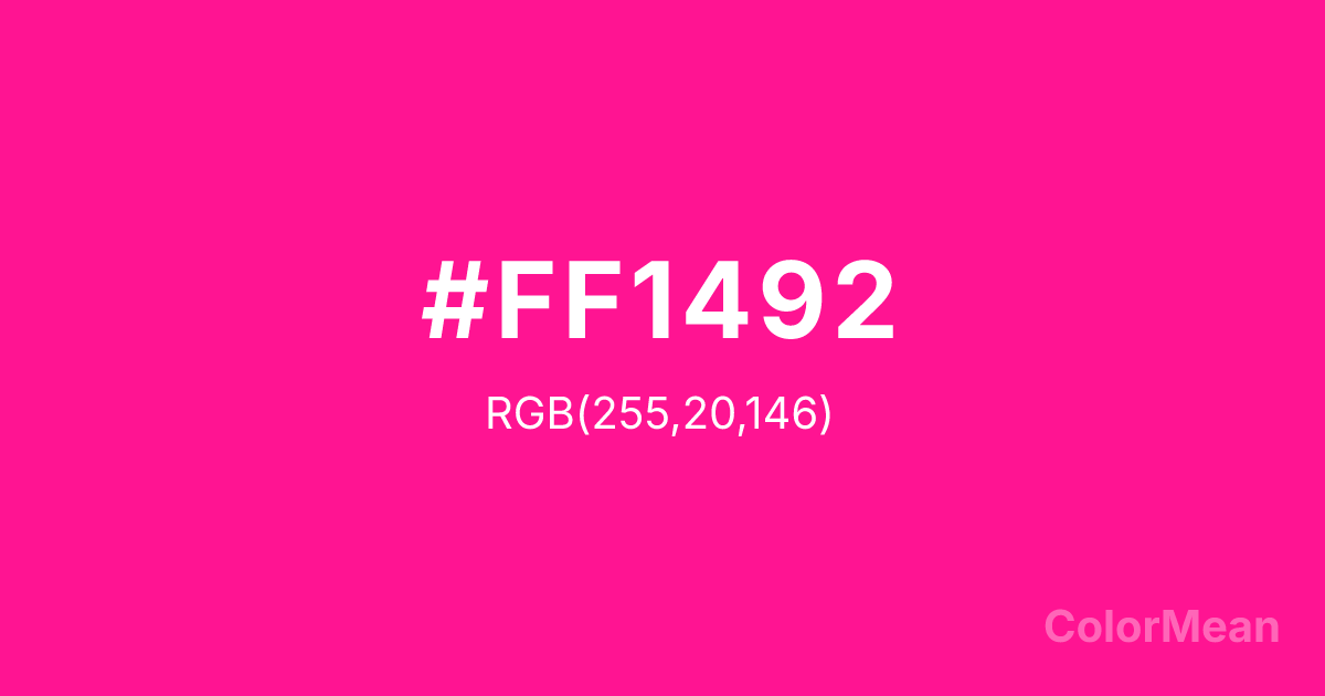 Color swatch image showing #FF1492 with RGB(255,20,146) values