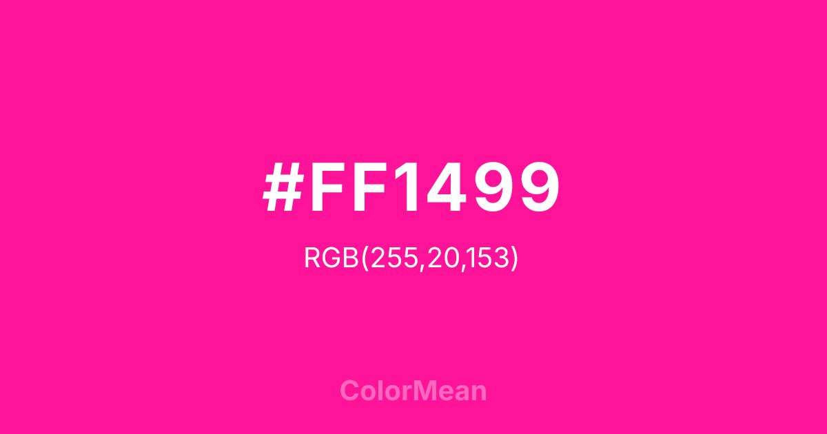 Color swatch image showing #FF1499 with RGB(255,20,153) values